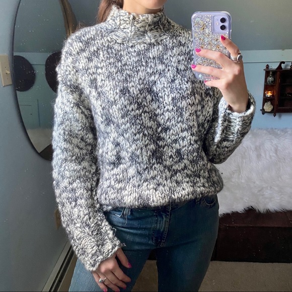 Vintage Chunky Hand Knit Mock Neck Sweater - Picture 2 of 16